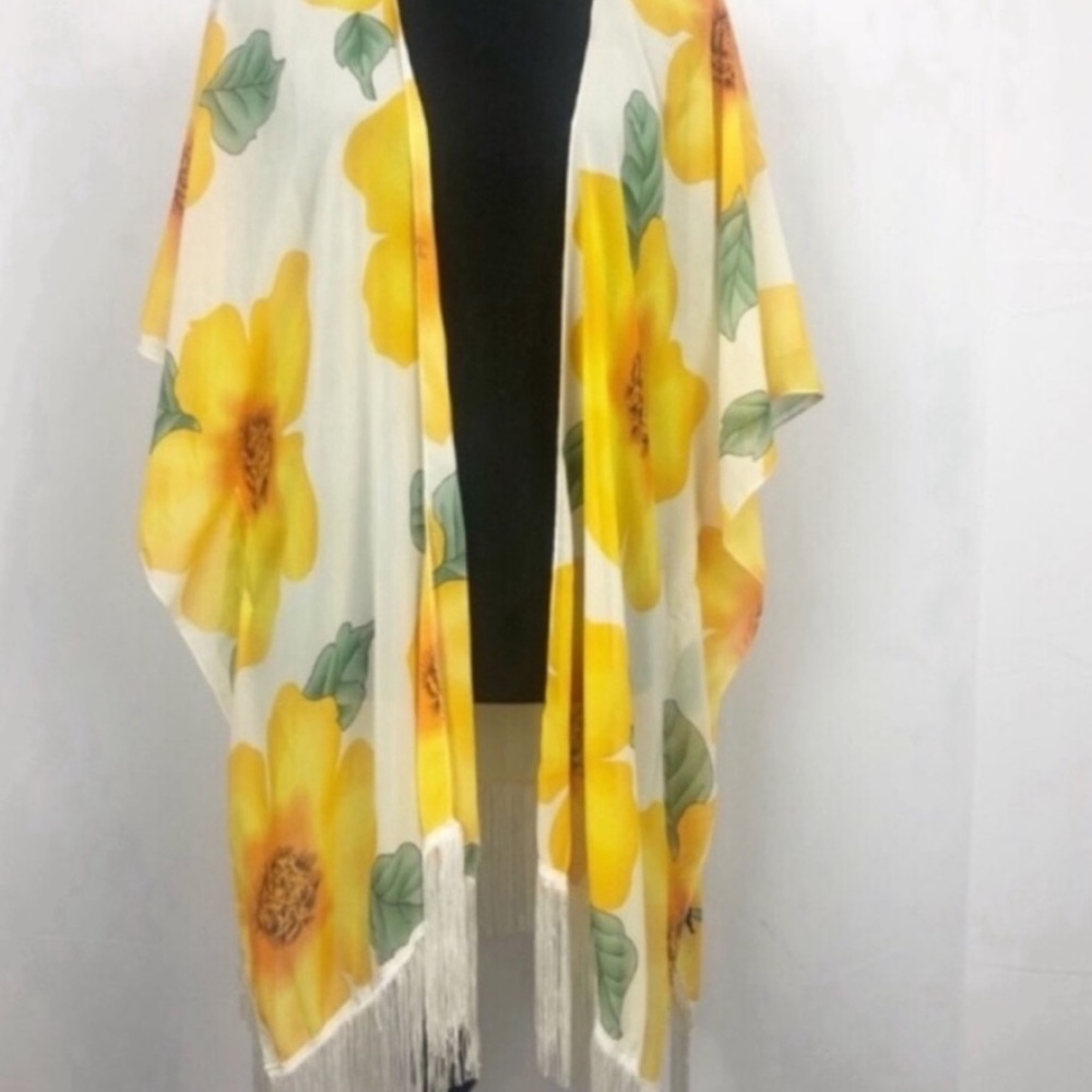 Floral Fringed Kimono Duster